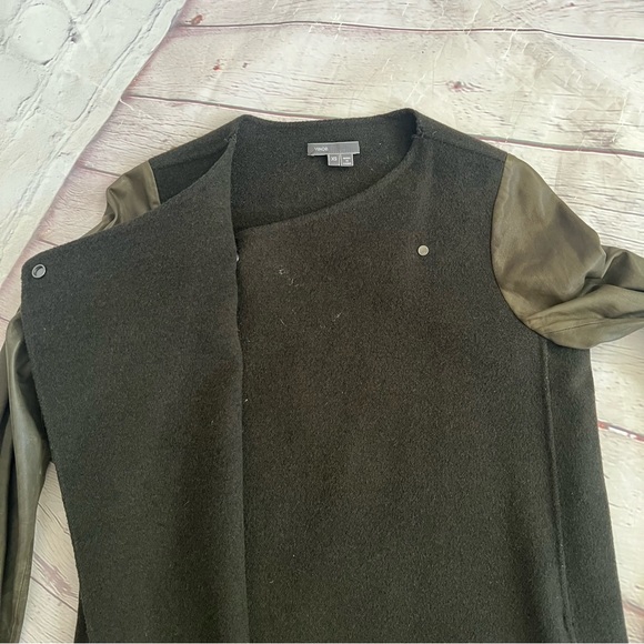 Vince Wool / Leather Green Jacket Sz XS - Picture 9 of 16